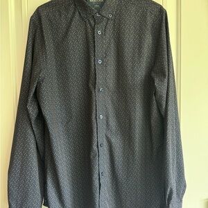 Heritage Black Casual Button Down Shirt with Geometric Pattern
